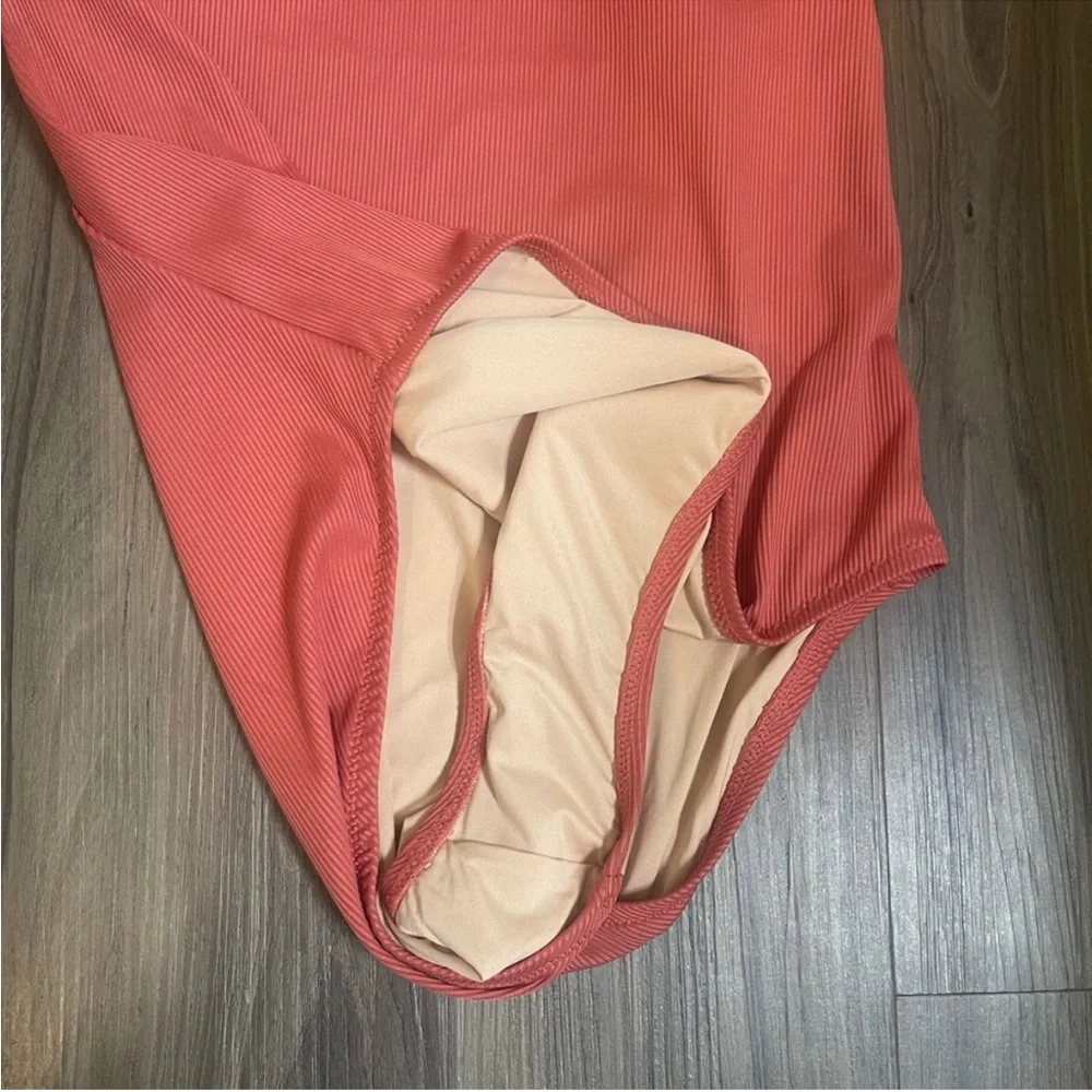 Madewell Ribbed One-Piece Swimsuit in Terracotta